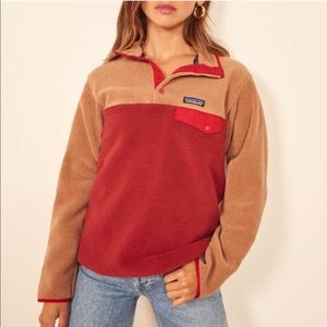 Patagonia Red and Tan Fleece Jacket